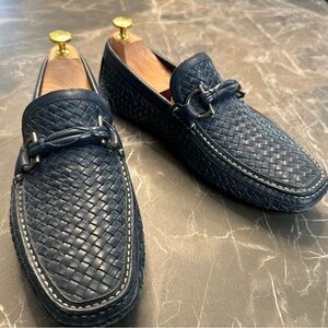 Salvatore Ferragamo Men’s Blue Woven Leather Loafer/Driving Shoes Size 8EE / 9US